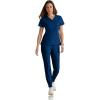BARCO One Boost Scrub Set for Women – Sporty V-Neck Top, Eco-Friendly Fabric, 4-Way Stretch Women’s Jogger Scrub Set(Indigo (Navy))