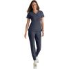 BARCO One Boost Scrub Set for Women – Sporty V-Neck Top, Eco-Friendly Fabric, 4-Way Stretch Women’s Jogger Scrub Set(Steel)