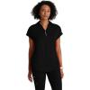 BARCO One Performance Knit Engage Classic Fit Scrub Top for Women – 2-Pocket, Zip Neck Collar Shirt with 360 Spandex Stretch(Black)