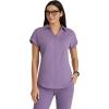 BARCO One Performance Knit Engage Classic Fit Scrub Top for Women – 2-Pocket, Zip Neck Collar Shirt with 360 Spandex Stretch(Dusty Lavender)
