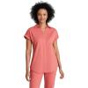 BARCO One Performance Knit Engage Classic Fit Scrub Top for Women – 2-Pocket, Zip Neck Collar Shirt with 360 Spandex Stretch(Ginger Rose)