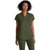 BARCO One Performance Knit Engage Classic Fit Scrub Top for Women – 2-Pocket, Zip Neck Collar Shirt with 360 Spandex Stretch(Olive)