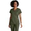 BARCO One Performance Knit Victory Classic Fit Scrub Top for Women – 2-Pocket, V-Neck Shirt with 360 Spandex Stretch(Olive)