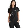 BARCO Unify Mission Scrub Top for Women – 1-Pocket Henley Neckline Top with 360 Spandex Stretch & Wrinkle Release Fabric(Black)