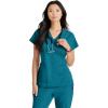 BARCO Unify Purpose Scrub Top for Women – 4-Pocket V-Neck Shirt with 360 Spandex Stretch & Moisture Wicking Fabric(Bahama)