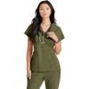BARCO Unify Purpose Scrub Top for Women – 4-Pocket V-Neck Shirt with 360 Spandex Stretch & Moisture Wicking Fabric(Olive)