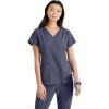 BARCO Unify Purpose Scrub Top for Women – 4-Pocket V-Neck Shirt with 360 Spandex Stretch & Moisture Wicking Fabric(Steel)