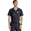 BARCO Unify Rally Scrub Top for Men – 3-Pocket V-Neck Shirt with 360 Spandex Stretch & Soil Release Fabric(Steel)