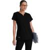 Grey’s Anatomy Women’s Signature Two Pocket Notch Yoke Neck Scrub Top(Black)