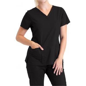 BARCO Essentials Unison Scrub Top for Women – Crossover V-Neck Women’s Scrub Top(Black)