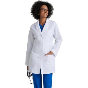 BARCO Grey’s Anatomy Scrubs Lily Professional Full-Length 3-Button Long Sleeve 34″ Medical Lab Coat for Women(White)