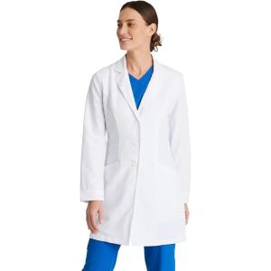 BARCO Grey’s Anatomy Scrubs Signature – Eve Lab Coat for Women, Professional Full-Length Long Sleeve 34″ Lab Coat(White)