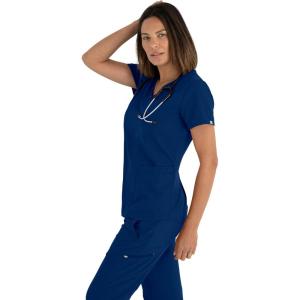 BARCO Grey’s Anatomy Signature Women’s London 4-Pocket Zip PDA(Indigo (Navy))