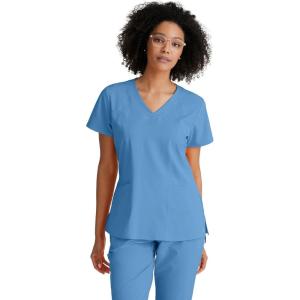 BARCO ONE – Women’s Racer Top, V-Neck Medical Scrub Top w/ 4 Pockets and 360 Spandex Stretch Fabric(Ciel Blue)