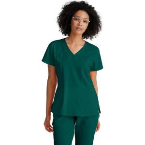 BARCO ONE – Women’s Racer Top, V-Neck Medical Scrub Top w/ 4 Pockets and 360 Spandex Stretch Fabric(Hunter)