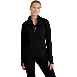 BARCO One Performance Knit Arena Warm-Up Jacket For Women – Banded Collar, Center Front Zipper Women’s Scrub Jacket(Black)