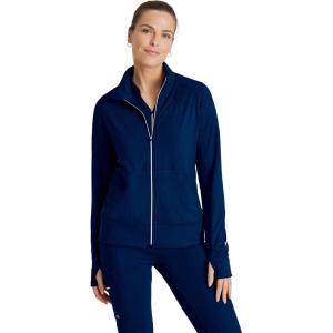 BARCO One Performance Knit Arena Warm-Up Jacket For Women – Banded Collar, Center Front Zipper Women’s Scrub Jacket(Indigo)