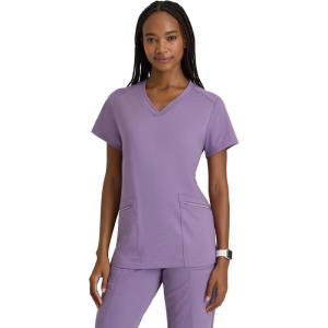 BARCO One Performance Knit Victory Classic Fit Scrub Top for Women – 2-Pocket, V-Neck Shirt with 360 Spandex Stretch(Dusty Lavender)