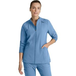 BARCO One Venture Scrub Jacket for Women – Zip Front Closure, 4 Pockets, 4-Way Stretch Women’s Medical Warm-Up Jacket(Ciel Blue)