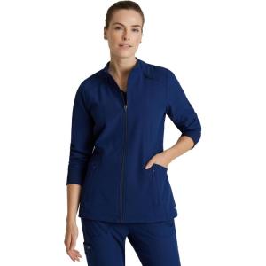 BARCO One Venture Scrub Jacket for Women – Zip Front Closure, 4 Pockets, 4-Way Stretch Women’s Medical Warm-Up Jacket(Indigo (Navy))