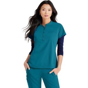 BARCO Unify Mission Scrub Top for Women – 1-Pocket Henley Neckline Top with 360 Spandex Stretch & Wrinkle Release Fabric(Bahama)