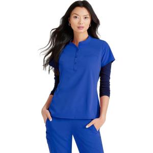 BARCO Unify Mission Scrub Top for Women – 1-Pocket Henley Neckline Top with 360 Spandex Stretch & Wrinkle Release Fabric(New Royal)