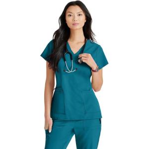 BARCO Unify Purpose Scrub Top for Women – 4-Pocket V-Neck Shirt with 360 Spandex Stretch & Moisture Wicking Fabric(Bahama)