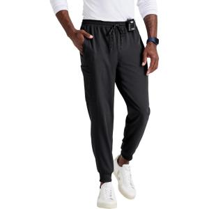 BARCO Unify Rally Scrub Jogger for Men – 6-Pocket Elastic Waist Pants with 360 Spandex Stretch & Moisture Wicking Fabric(Black)