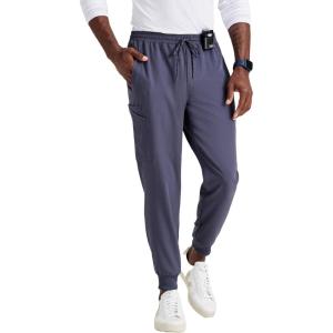 BARCO Unify Rally Scrub Jogger for Men – 6-Pocket Elastic Waist Pants with 360 Spandex Stretch & Moisture Wicking Fabric(Steel)