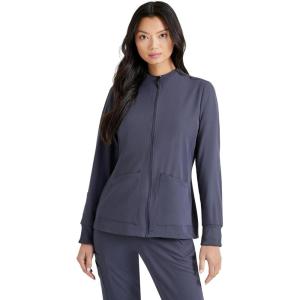 BARCO Unify Team Warm-Up Scrub Jacket for Women – 3-Pocket Jacket Top with 360 Spandex Stretch & Moisture Wicking Fabric(Steel)