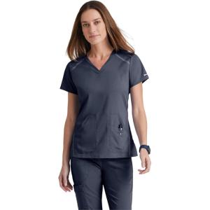 Grey’s Anatomy Impact Elevate Top for Women– Extreme Comfort Medical Scrub Top(Steel)