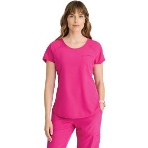 BARCO One Swing Classic Fit Tuck-in Scrub Top for Women – 1-Pocket, Crew Neck Shirt with 360 Spandex Stretch(Prestige Pink)